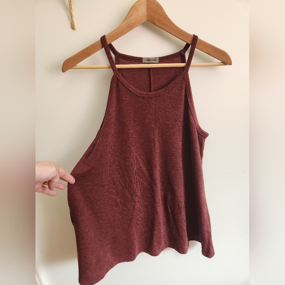 Long heathered burgundy trapeze tank - Picture 1 of 4
